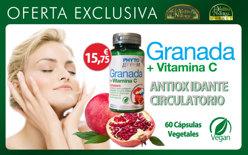 Oferta Julio: Te traemos el mejor antioxidante y circulatorio, Granada mas Vitamina C Phytogreen 60 caps por 15,75€