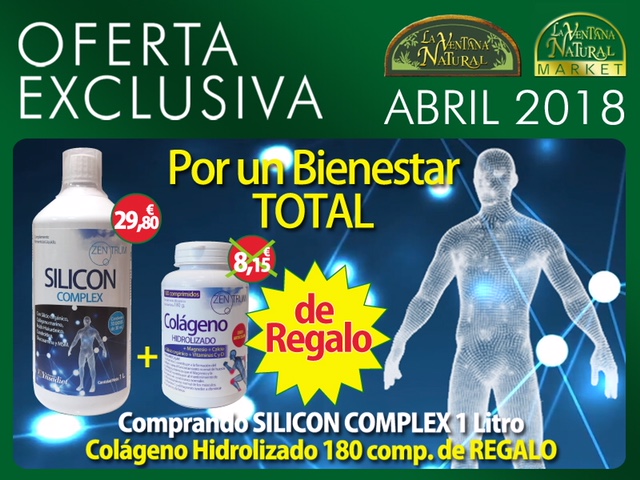 April Offer: If you buy Zentrum Silicom complex 1L for 29.80€, we offer you Zentrum hydrolysed collagen 180 tabs (usual price 8.15€)