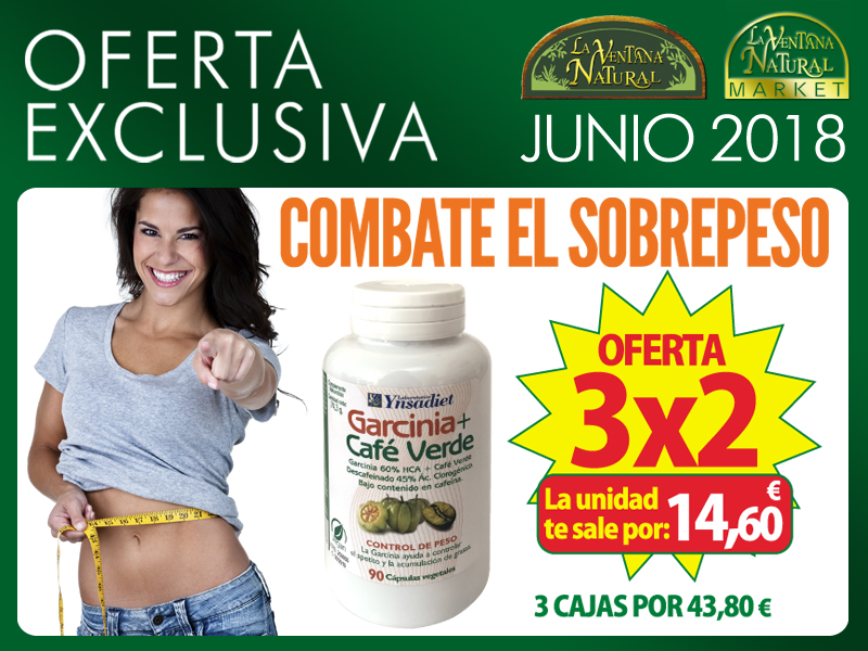 June Offer: When you buy two GARCINIA + GREEN COFFEE 90 tabs  for 43,80€, thirs unit for free. Each on will has a cost of 14,60€.