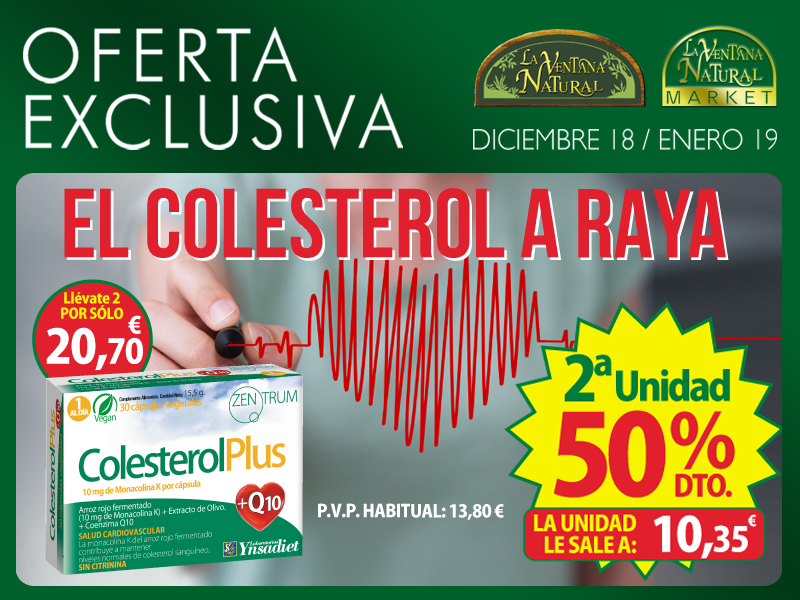 Oferta de Diciembre: Por la compra de un Zentrum Colesterol 2ª unidad al 50% de descuento. Mantén a raya tu colesterol!