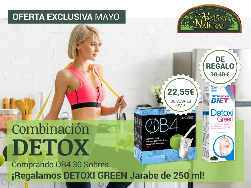 Oferta de Mayo: Por la compra de un  OB4 30 sobres, un  Detoxigreen 250 ml Phytogreen de regalo! Aprovecha la combinación DETOX!