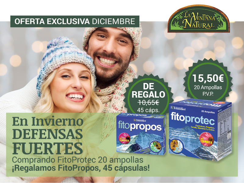 Oferta de Diciembre: Por la compra de un Fitoprotec 20 ampollas, un Fitopropos 45 cápsulas de REGALO! Protégete del frío!