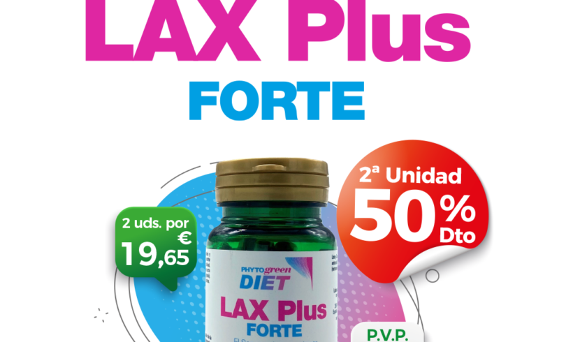 Oferta Febrero: Por la compra de un Lax-Plus 60 CÁPSULAS Phytogreen, la Segunda unidad al 50%!! Cuida tu tránsito intestinal!