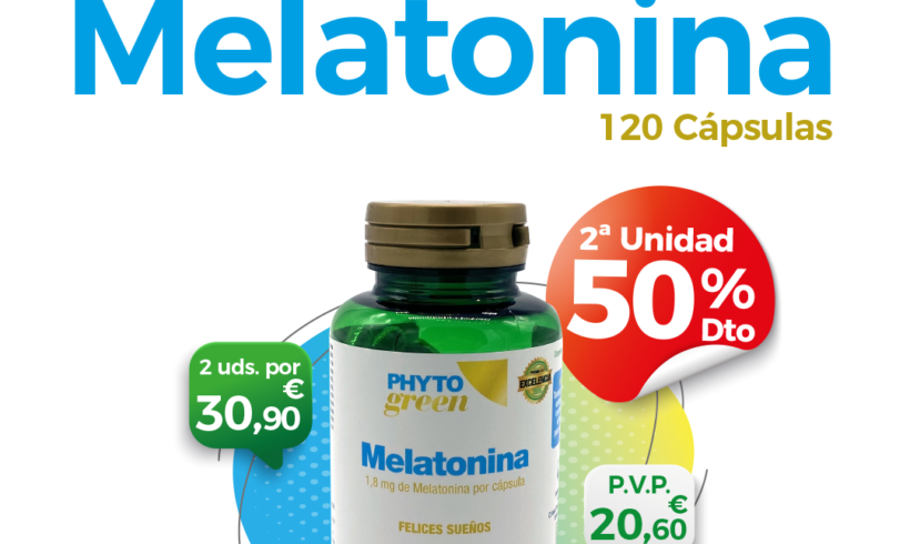 OFERTA FEBRERO: Por la compra de una Melatonina 120 cápsulas Phytogreen, la Segunda unidad al 50%!! Buenas noches!